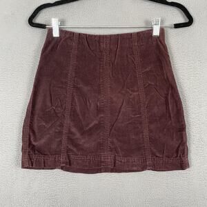 Free People Skirt Womens 0 Brown Corduroy Mini Retro Boho Casual Fall Winter